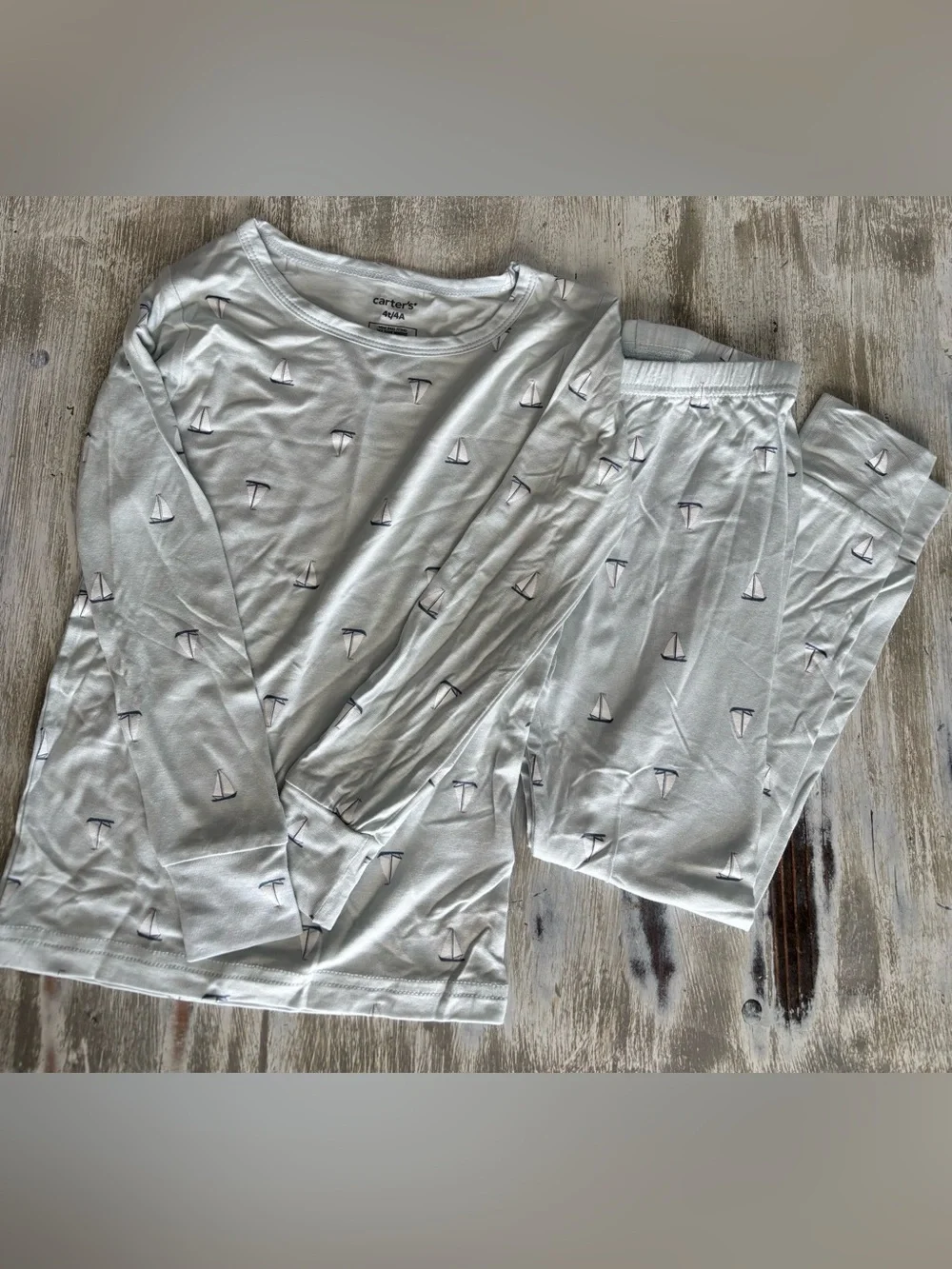 NWOT Carter's PurelySoft Allover Sailboat Print Pajama Set, 4T